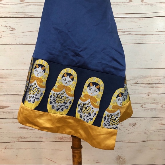 Satin Russian Doll Asymmetrical Mini Dress - Picture 6 of 6